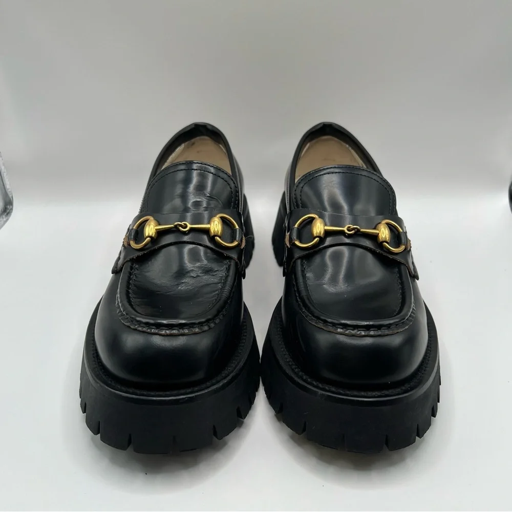 Gucci Harald Leather Lug-Sole Loafers